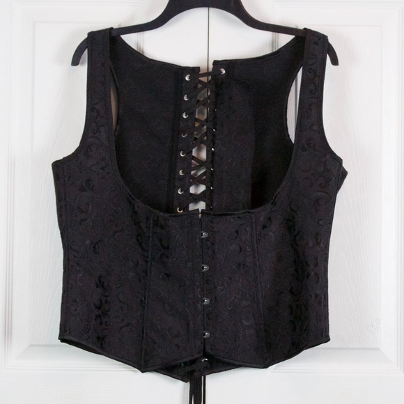 Other - 5XL Black Jacquard Floral Lace Up Bustier Plus